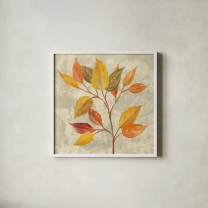 November Leaves II by Silvia Vassileva. Shown in a crisp white glass frame for a clean and minimalist style. Available as an archival giclee rolled canvas, fine art paper, or poster print. SKU 48844a.
