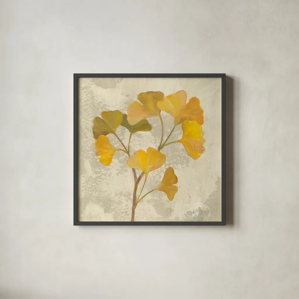 November Leaves III by Silvia Vassileva. Shown in a sleek black glass frame for a contemporary gallery look. Available as an archival giclee rolled canvas, fine art paper, or poster print. SKU 48845a.