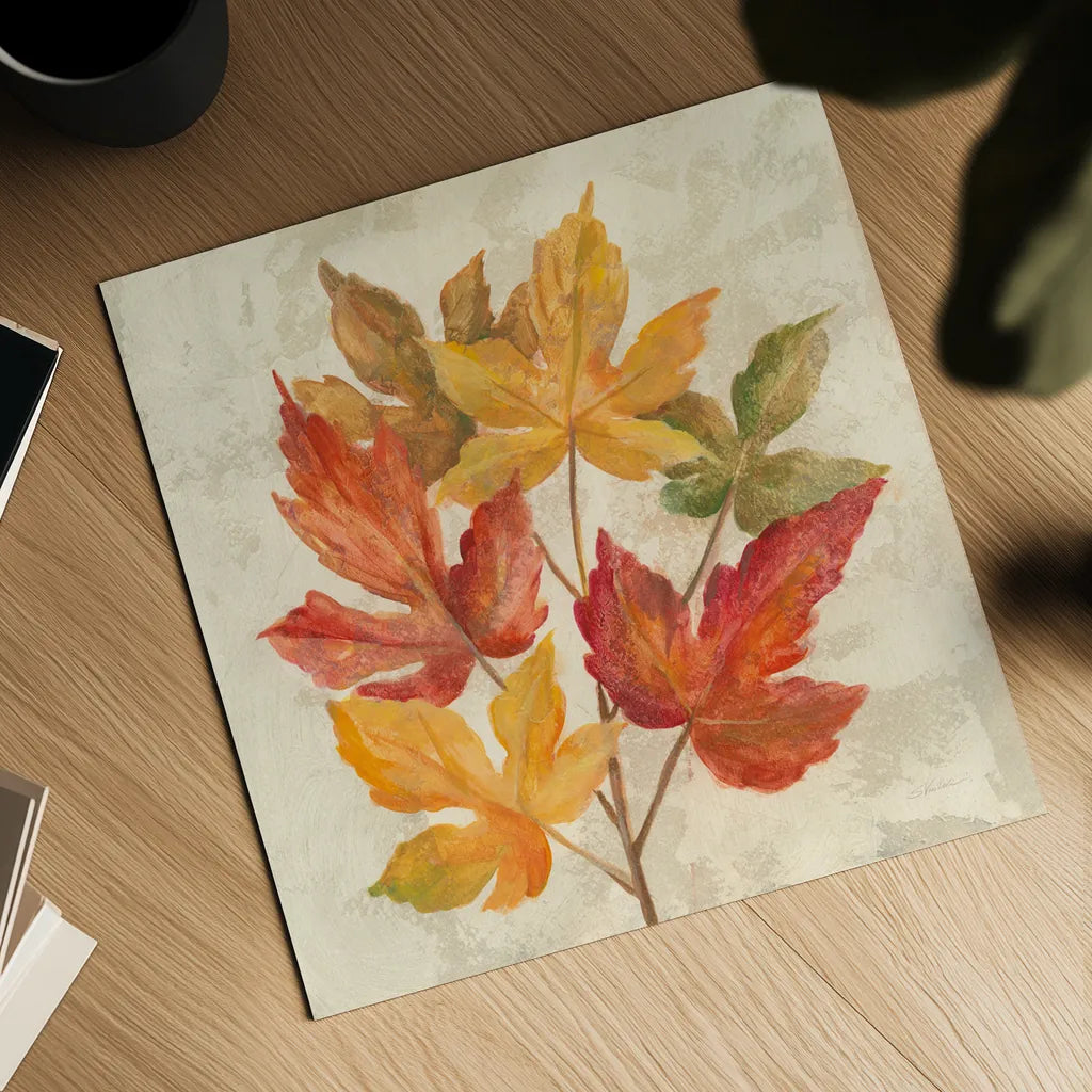 November Leaves IV by Silvia Vassileva. Shown as a detailed flat fine art print, highlighting archival giclee quality. Available as an archival giclee rolled canvas, fine art paper, or poster print. SKU 48846a.