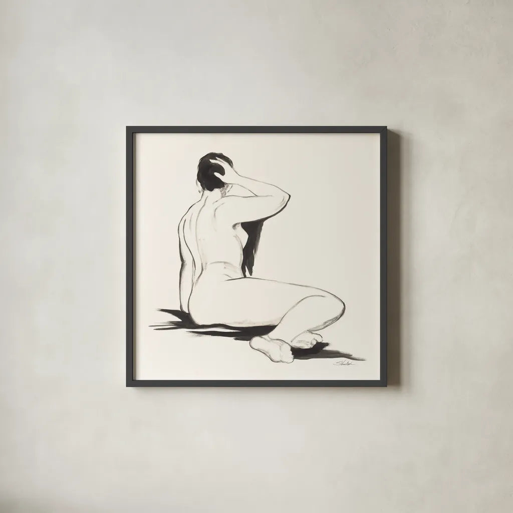 Nude III by Silvia Vassileva. Shown in a sleek black glass frame for a contemporary gallery look. Available as an archival giclee rolled canvas, fine art paper, or poster print. SKU 86868a.