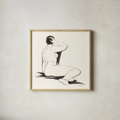 Nude III by Silvia Vassileva. Shown in a natural wood glass frame for a timeless modern aesthetic. Available as an archival giclee rolled canvas, fine art paper, or poster print. SKU 86868a.