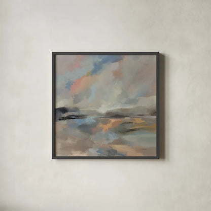 Oceanside Dusk by Silvia Vassileva. Shown in a sleek black glass frame for a contemporary gallery look. Available as an archival giclee rolled canvas, fine art paper, or poster print. SKU 86937a.