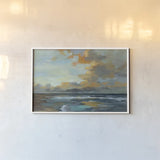 Oceanside Sunset by Silvia Vassileva. shown as a paper print in a white frame. Available as a archival giclee rolled canvas, fine art paper, or poster print. SKU 73904i.