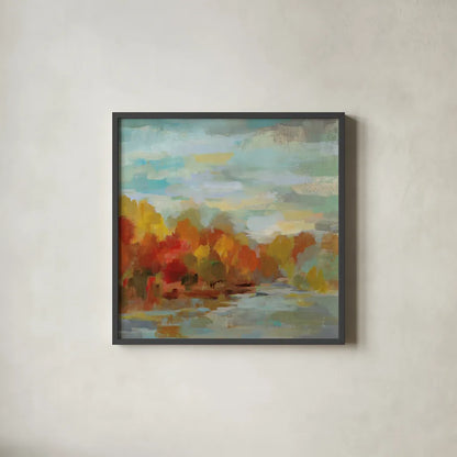 October Dreamscape by Silvia Vassileva. Shown in a sleek black glass frame for a contemporary gallery look. Available as an archival giclee rolled canvas, fine art paper, or poster print. SKU 29740a.