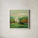 October Farm I by Silvia Vassileva. Shown in a crisp white glass frame for a clean and minimalist style. Available as an archival giclee rolled canvas, fine art paper, or poster print. SKU 36379a.
