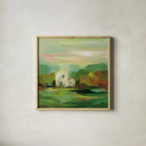 October Farm I v2 by Silvia Vassileva. Shown in a natural wood glass frame for a timeless modern aesthetic. Available as an archival giclee rolled canvas, fine art paper, or poster print. SKU 36986a.