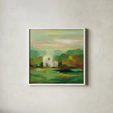 October Farm I v2 by Silvia Vassileva. Shown in a crisp white glass frame for a clean and minimalist style. Available as an archival giclee rolled canvas, fine art paper, or poster print. SKU 36986a.
