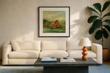 October Farm II by Silvia Vassileva. Displayed in a glass frame with matte in a clean modern living room. Available as an archival giclee rolled canvas, fine art paper, or poster print. SKU 36380a.