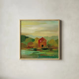 October Farm II v2 by Silvia Vassileva. Shown in a natural wood glass frame for a timeless modern aesthetic. Available as an archival giclee rolled canvas, fine art paper, or poster print. SKU 36987a.