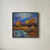 October Glow by Silvia Vassileva. Shown in a sleek black glass frame for a contemporary gallery look. Available as an archival giclee rolled canvas, fine art paper, or poster print. SKU 102546a.