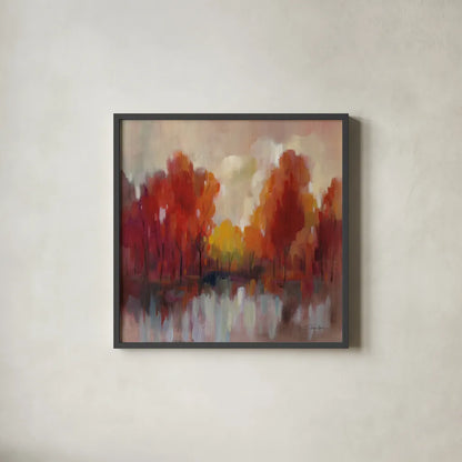 October Memories by Silvia Vassileva. Shown in a sleek black glass frame for a contemporary gallery look. Available as an archival giclee rolled canvas, fine art paper, or poster print. SKU 75992a.