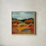 October Moment I by Silvia Vassileva. Shown in a natural wood glass frame for a timeless modern aesthetic. Available as an archival giclee rolled canvas, fine art paper, or poster print. SKU 29741a.