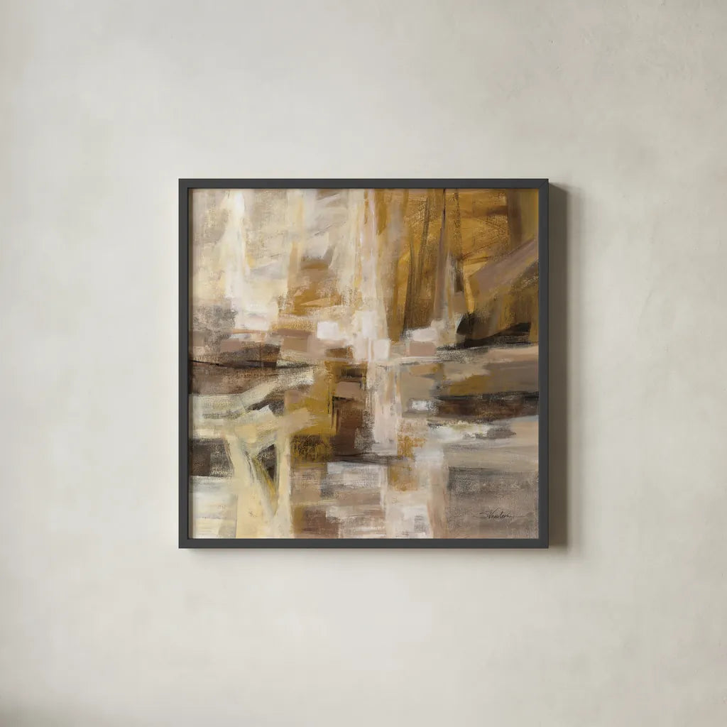 October Sunshine by Silvia Vassileva. Shown in a sleek black glass frame for a contemporary gallery look. Available as an archival giclee rolled canvas, fine art paper, or poster print. SKU 75993a.