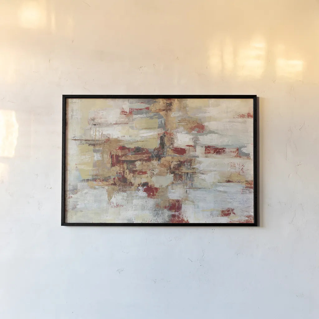 Old Bridge Reminiscence Red by Silvia Vassileva. shown as a paper print in a black flame. Available as a archival giclee rolled canvas, fine art paper, or poster print. SKU 55991i.