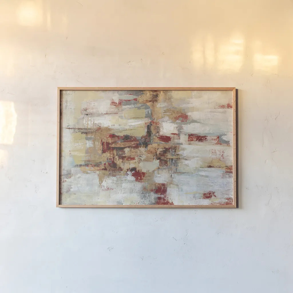 Old Bridge Reminiscence Red by Silvia Vassileva. shown as a paper print in a natural frame. Available as a archival giclee rolled canvas, fine art paper, or poster print. SKU 55991i.