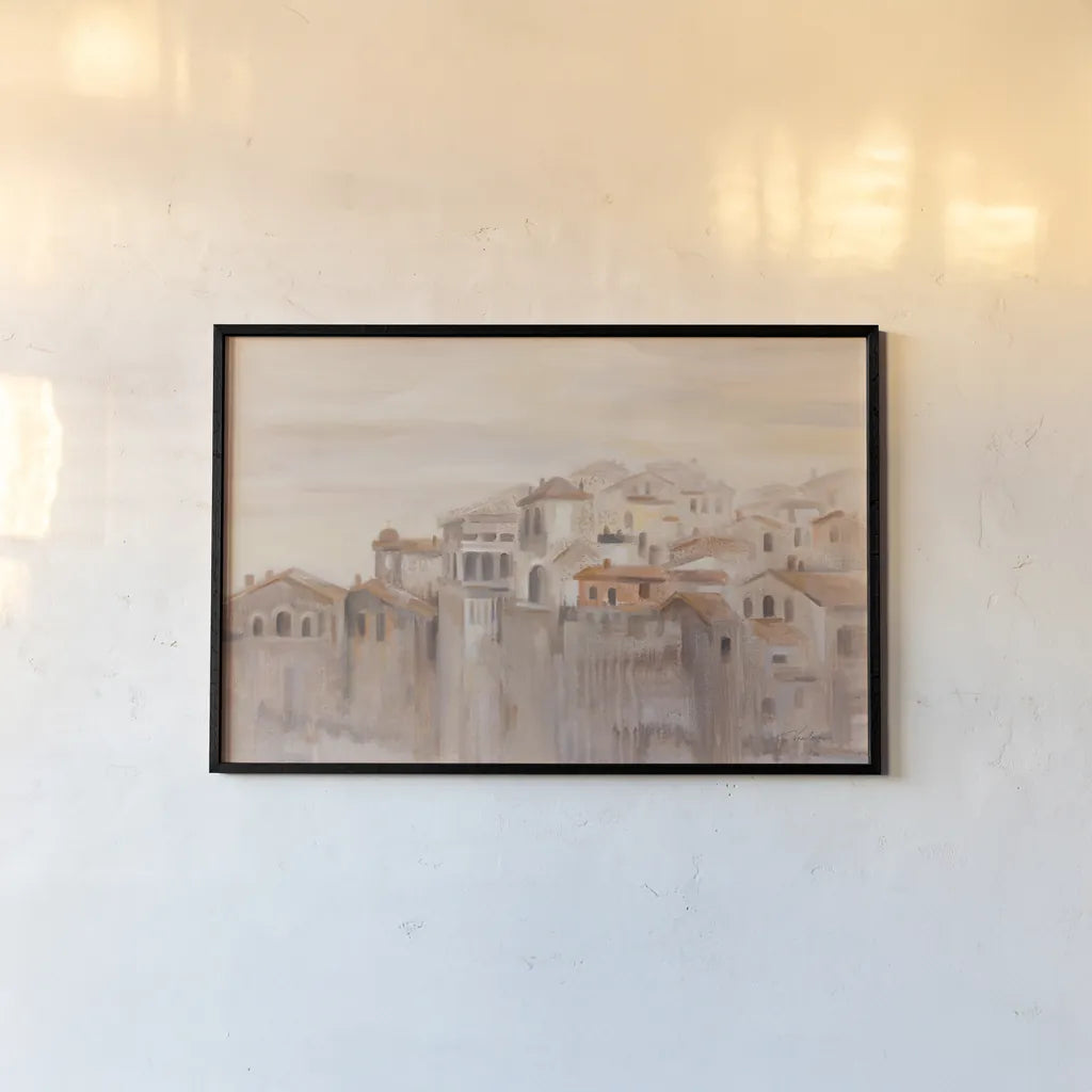Old Town Italy by Silvia Vassileva. shown as a paper print in a black flame. Available as a archival giclee rolled canvas, fine art paper, or poster print. SKU 89699i.