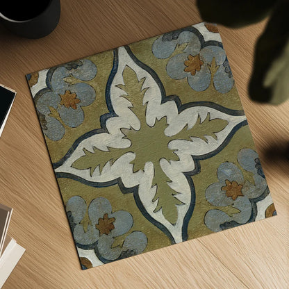 Old World Tile II by Silvia Vassileva. Shown as a detailed flat fine art print, highlighting archival giclee quality. Available as an archival giclee rolled canvas, fine art paper, or poster print. SKU 58093a.