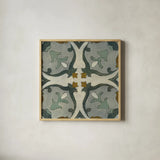 Old World Tile III by Silvia Vassileva. Shown in a natural wood glass frame for a timeless modern aesthetic. Available as an archival giclee rolled canvas, fine art paper, or poster print. SKU 58094a.