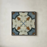 Old World Tile V by Silvia Vassileva. Shown in a sleek black glass frame for a contemporary gallery look. Available as an archival giclee rolled canvas, fine art paper, or poster print. SKU 58096a.