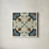 Old World Tile V by Silvia Vassileva. Shown in a crisp white glass frame for a clean and minimalist style. Available as an archival giclee rolled canvas, fine art paper, or poster print. SKU 58096a.