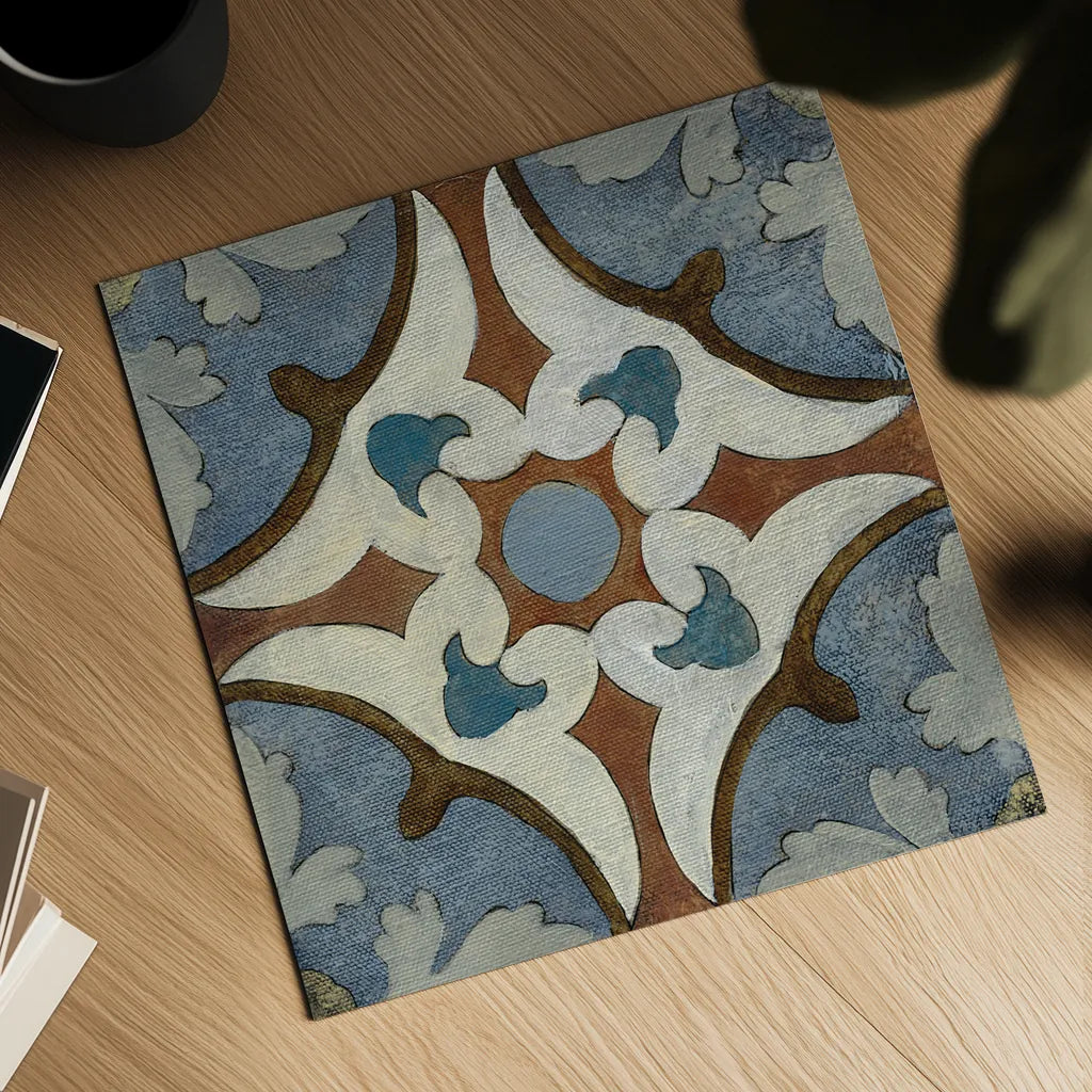 Old World Tile VII by Silvia Vassileva. Shown as a detailed flat fine art print, highlighting archival giclee quality. Available as an archival giclee rolled canvas, fine art paper, or poster print. SKU 58098a.