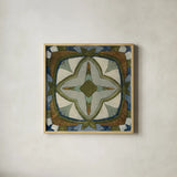 Old World Tile X by Silvia Vassileva. Shown in a natural wood glass frame for a timeless modern aesthetic. Available as an archival giclee rolled canvas, fine art paper, or poster print. SKU 58101a.