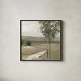 Olive Trees Crop by Silvia Vassileva. Shown in a sleek black glass frame for a contemporary gallery look. Available as an archival giclee rolled canvas, fine art paper, or poster print. SKU 79213a.