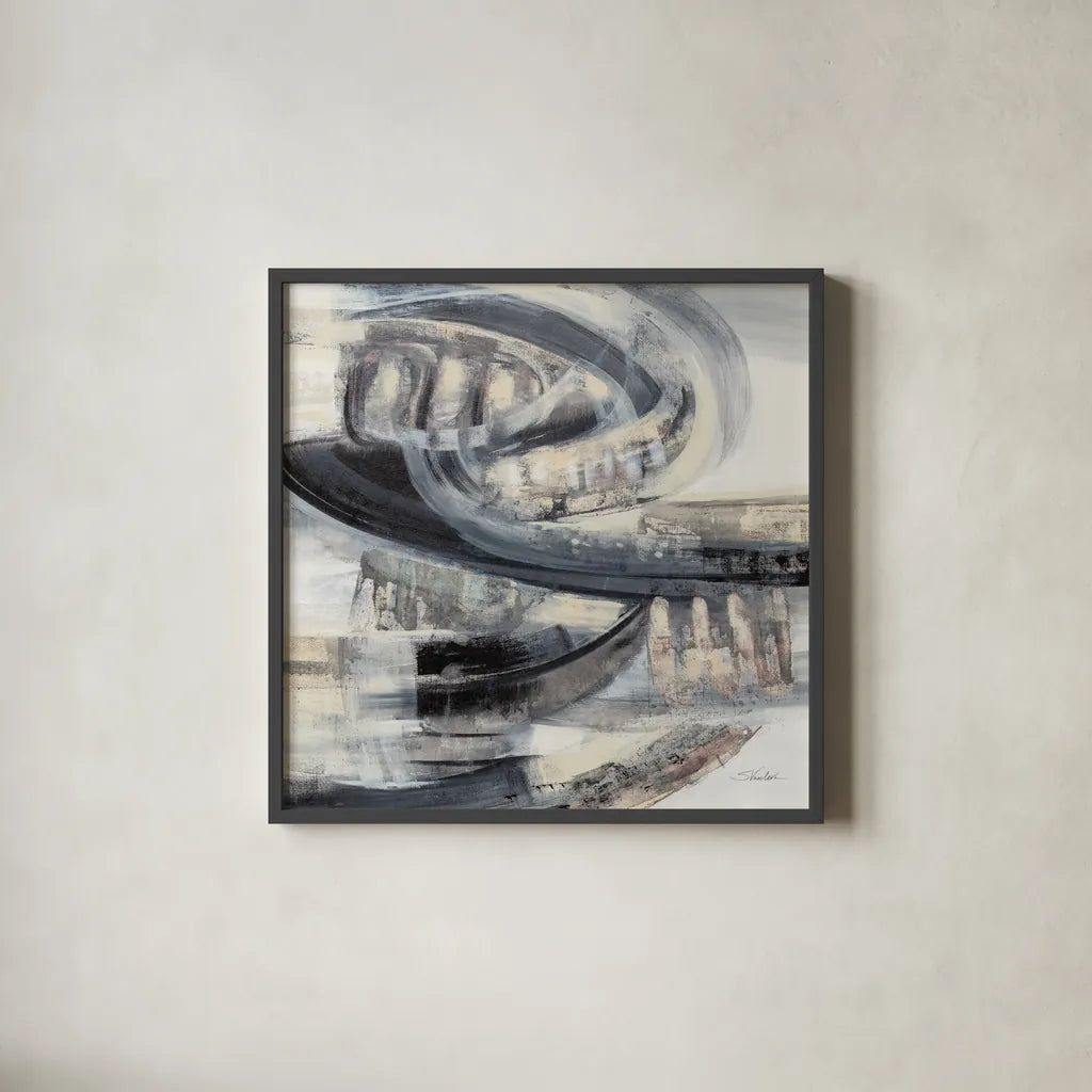 On the Road Sq by Silvia Vassileva. Shown in a sleek black glass frame for a contemporary gallery look. Available as an archival giclee rolled canvas, fine art paper, or poster print. SKU 80855a.