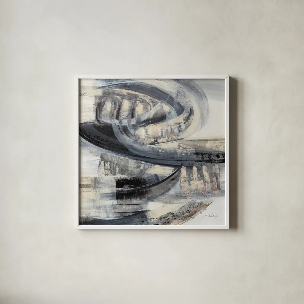 On the Road Sq by Silvia Vassileva. Shown in a crisp white glass frame for a clean and minimalist style. Available as an archival giclee rolled canvas, fine art paper, or poster print. SKU 80855a.