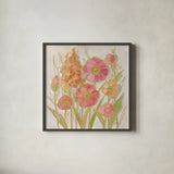 Opalescent Floral I by Silvia Vassileva. Shown in a sleek black glass frame for a contemporary gallery look. Available as an archival giclee rolled canvas, fine art paper, or poster print. SKU 67012a.