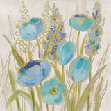 Opalescent Floral II Blue by Silvia Vassileva. SKU 69187a. Archival Giclee Fine art print for wall decor.