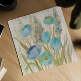 Opalescent Floral II Blue by Silvia Vassileva. Shown as a detailed flat fine art print, highlighting archival giclee quality. Available as an archival giclee rolled canvas, fine art paper, or poster print. SKU 69187a.