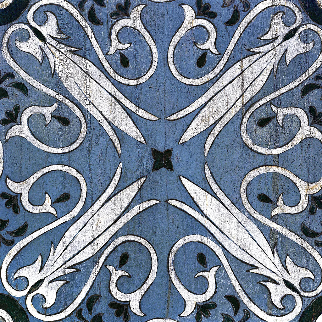 Oxford II Indigo and Cream by Silvia Vassileva. SKU 29279a. Archival Giclee Fine art print for wall decor.