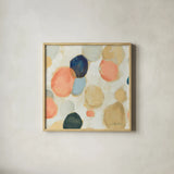 Painted Pebbles II Boho by Silvia Vassileva. Shown in a natural wood glass frame for a timeless modern aesthetic. Available as an archival giclee rolled canvas, fine art paper, or poster print. SKU 67875a.
