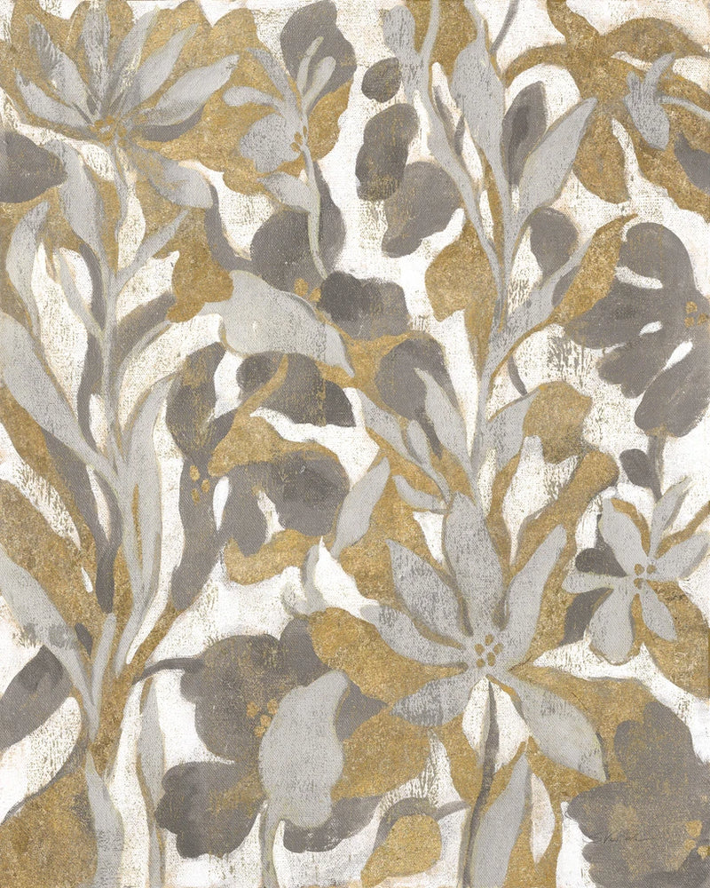 Painted Tropical Screen I Gray Gold by Silvia Vassileva