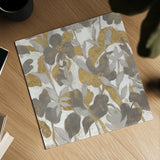 Painted Tropical Screen II Gray Gold Crop by Silvia Vassileva. Shown as a detailed flat fine art print, highlighting archival giclee quality. Available as an archival giclee rolled canvas, fine art paper, or poster print. SKU 36148a.
