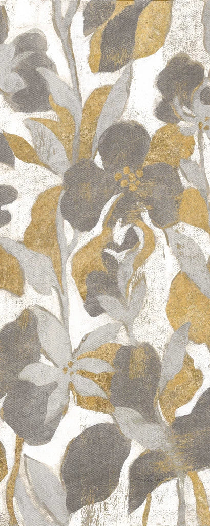 Painted Tropical Screen II Gray Gold Crop by Silvia Vassileva