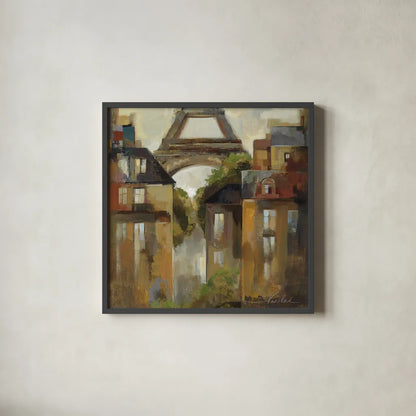 Paris - Late Summer I by Silvia Vassileva. Shown in a sleek black glass frame for a contemporary gallery look. Available as an archival giclee rolled canvas, fine art paper, or poster print. SKU 3791a.