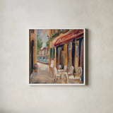 Parisian Diary I by Silvia Vassileva. Shown in a crisp white glass frame for a clean and minimalist style. Available as an archival giclee rolled canvas, fine art paper, or poster print. SKU 9721a.