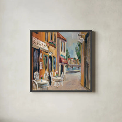 Parisian Diary II by Silvia Vassileva. Shown in a sleek black glass frame for a contemporary gallery look. Available as an archival giclee rolled canvas, fine art paper, or poster print. SKU 9722a.