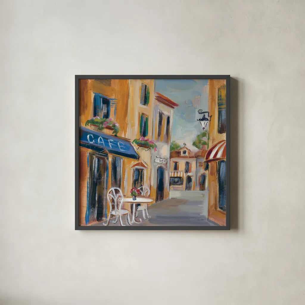 Parisian Diary III by Silvia Vassileva. Shown in a sleek black glass frame for a contemporary gallery look. Available as an archival giclee rolled canvas, fine art paper, or poster print. SKU 9723a.