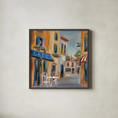 Parisian Diary III by Silvia Vassileva. Shown in a sleek black glass frame for a contemporary gallery look. Available as an archival giclee rolled canvas, fine art paper, or poster print. SKU 9723a.