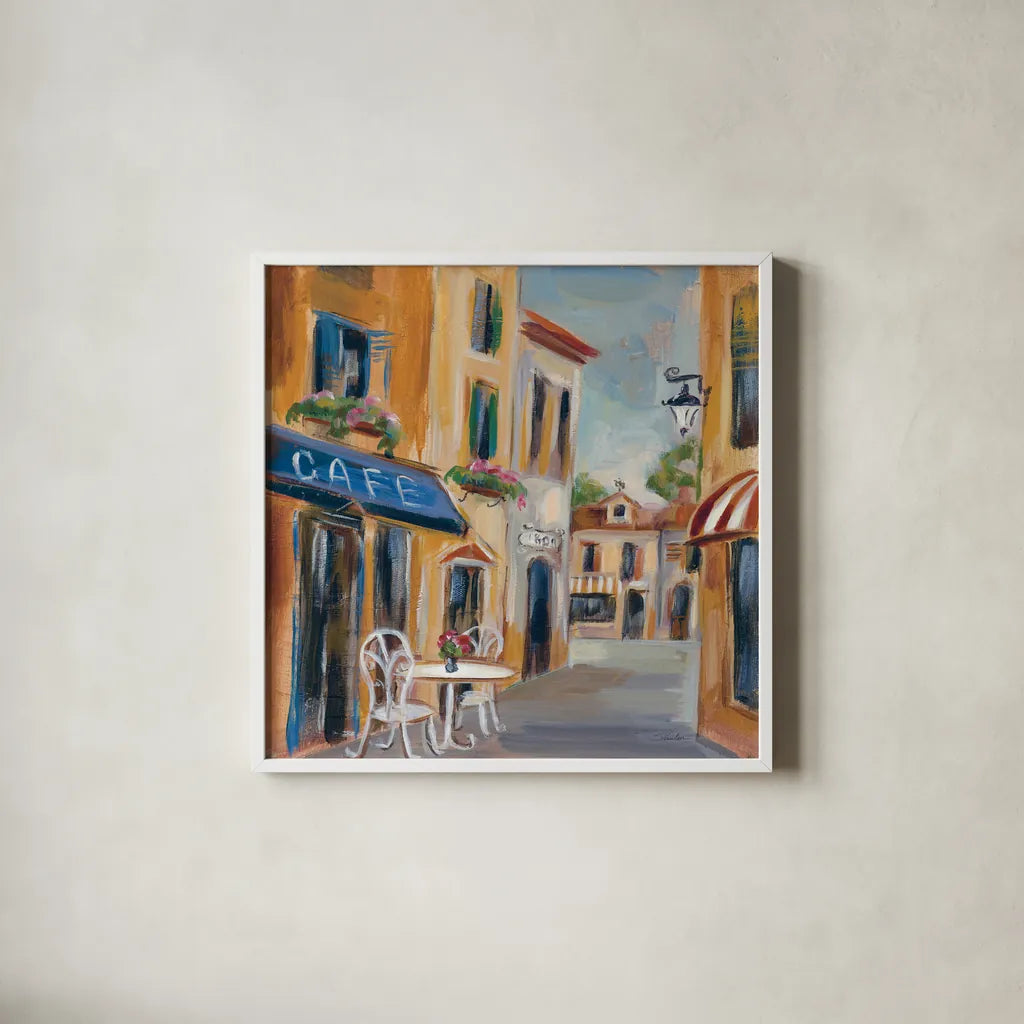 Parisian Diary III by Silvia Vassileva. Shown in a crisp white glass frame for a clean and minimalist style. Available as an archival giclee rolled canvas, fine art paper, or poster print. SKU 9723a.