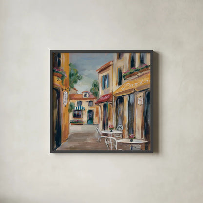 Parisian Diary IV by Silvia Vassileva. Shown in a sleek black glass frame for a contemporary gallery look. Available as an archival giclee rolled canvas, fine art paper, or poster print. SKU 9724a.