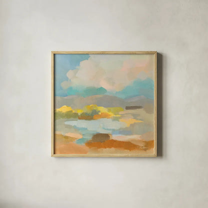 Pastel Cloud I by Silvia Vassileva. Shown in a natural wood glass frame for a timeless modern aesthetic. Available as an archival giclee rolled canvas, fine art paper, or poster print. SKU 84805a.