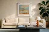 Pastel Cloud I by Silvia Vassileva. Displayed in a glass frame with matte in a clean modern living room. Available as an archival giclee rolled canvas, fine art paper, or poster print. SKU 84805a.