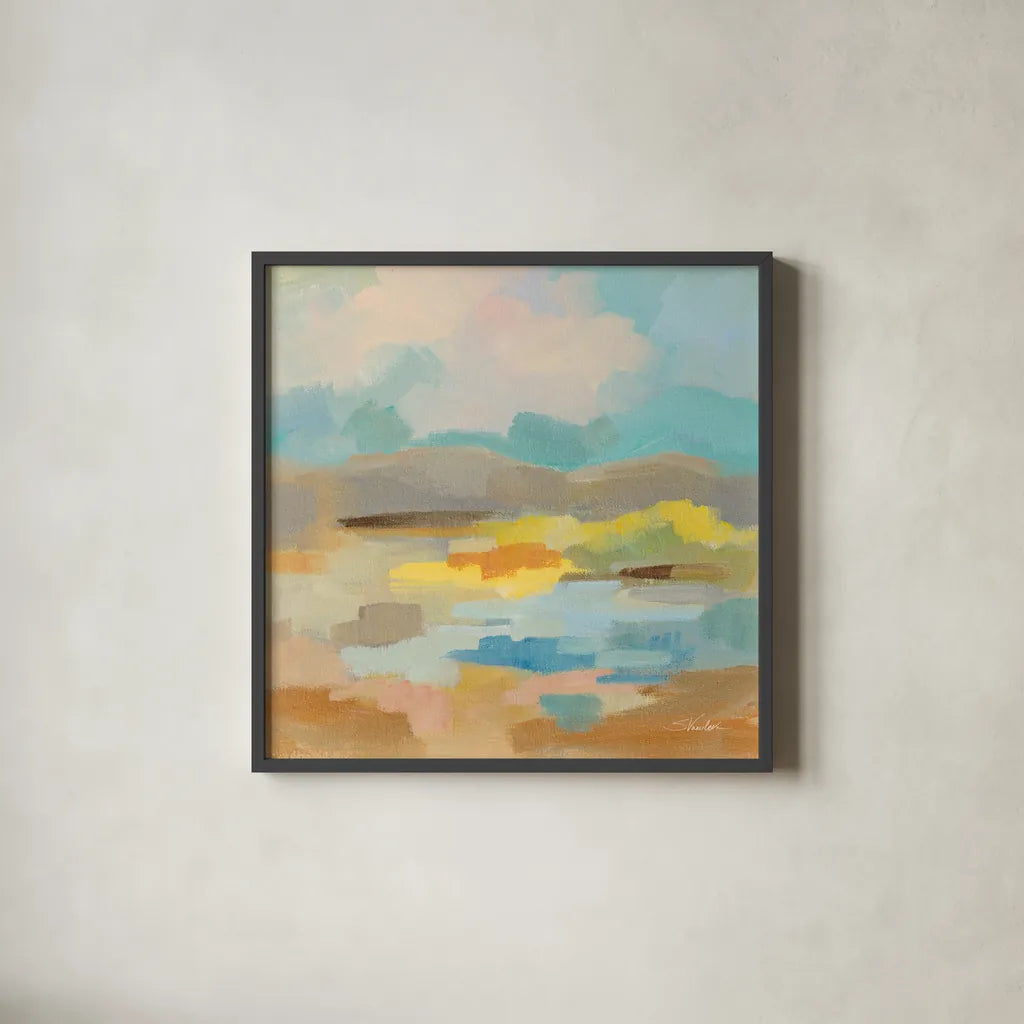 Pastel Cloud II by Silvia Vassileva. Shown in a sleek black glass frame for a contemporary gallery look. Available as an archival giclee rolled canvas, fine art paper, or poster print. SKU 84806a.