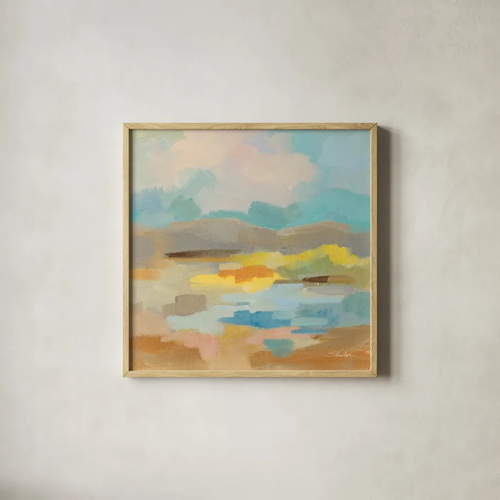 Pastel Cloud II by Silvia Vassileva. Shown in a natural wood glass frame for a timeless modern aesthetic. Available as an archival giclee rolled canvas, fine art paper, or poster print. SKU 84806a.