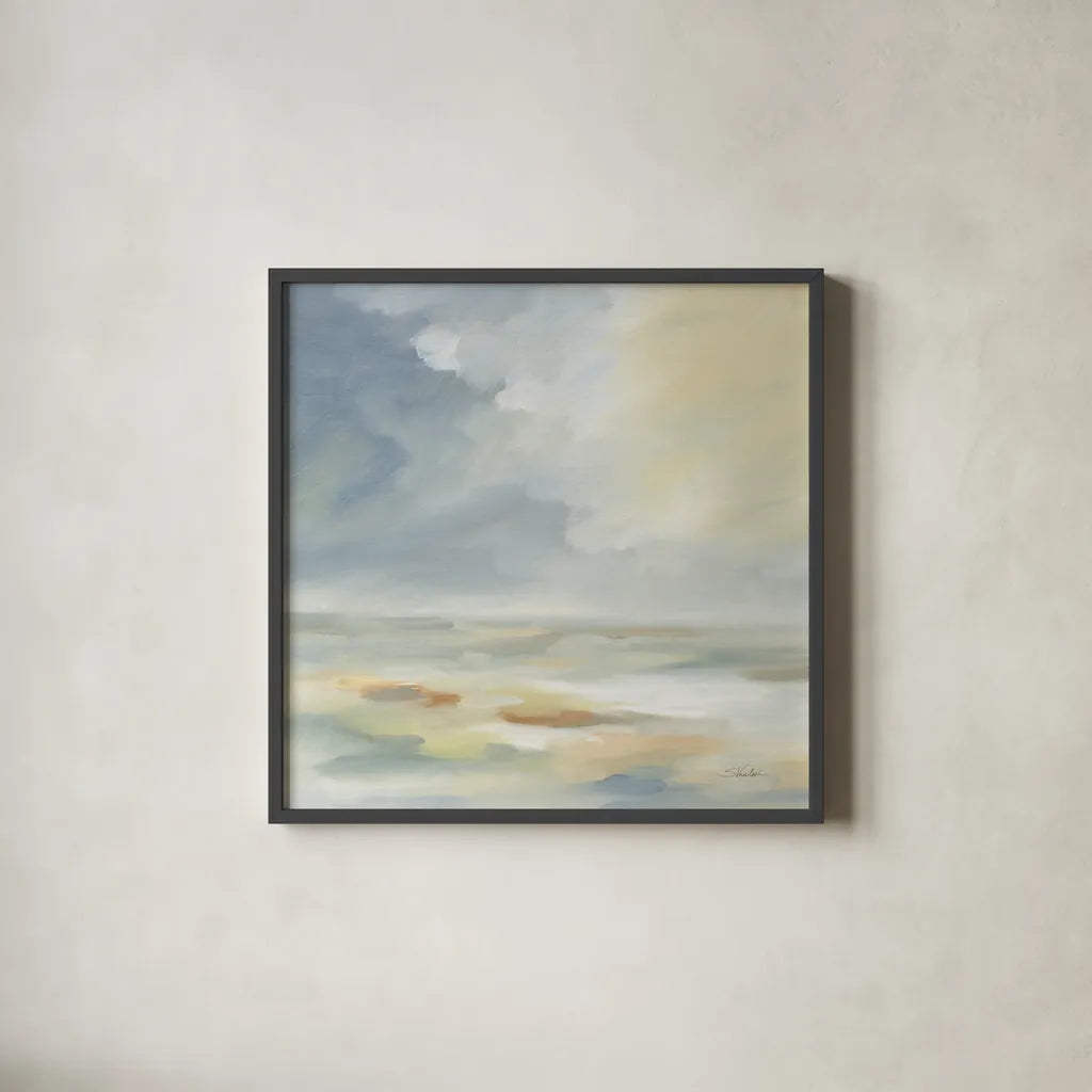 Pastel Clouds by Silvia Vassileva. Shown in a sleek black glass frame for a contemporary gallery look. Available as an archival giclee rolled canvas, fine art paper, or poster print. SKU 77110a.