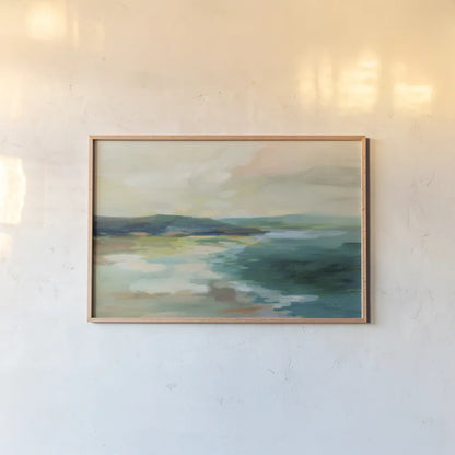 Pastel Lake by Silvia Vassileva. shown as a paper print in a natural frame. Available as a archival giclee rolled canvas, fine art paper, or poster print. SKU 79884i.